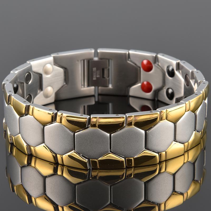 

Золотой цвет 18 мм ширина 4 в 1 магнитный мужской браслет мужские украшения твердые мужские браслеты из нержавеющей стали 316L браслеты ювелирные изделия 21.5CM золотой/серебряный
