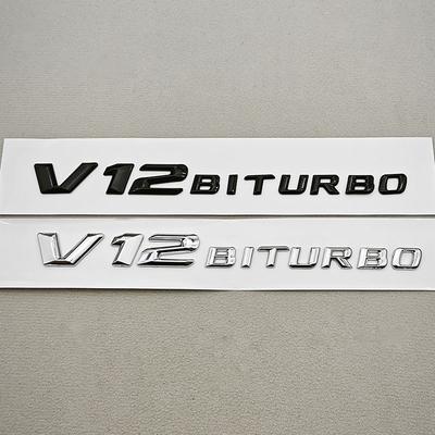 3D ABS Car Styling Logo V12 BITURBO Badge Side Fender Emblem Decal For Benz S680 GLS600 AMG S65 SL65 G63 G65 Accessory