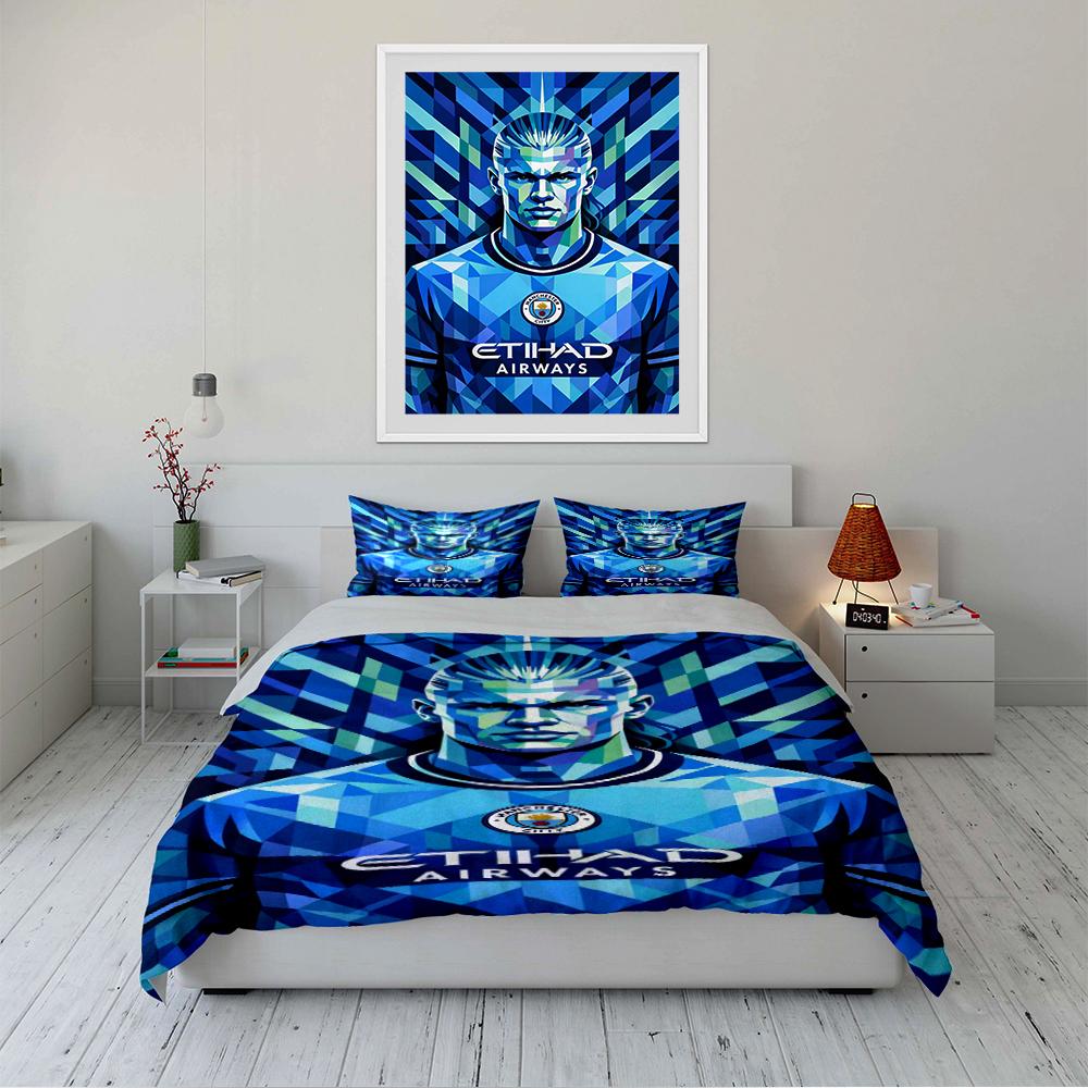 Manchester City Bedding Set Bedding Set (1 Duvet Cover, 2 Pillowcases, Duvet Not Included)