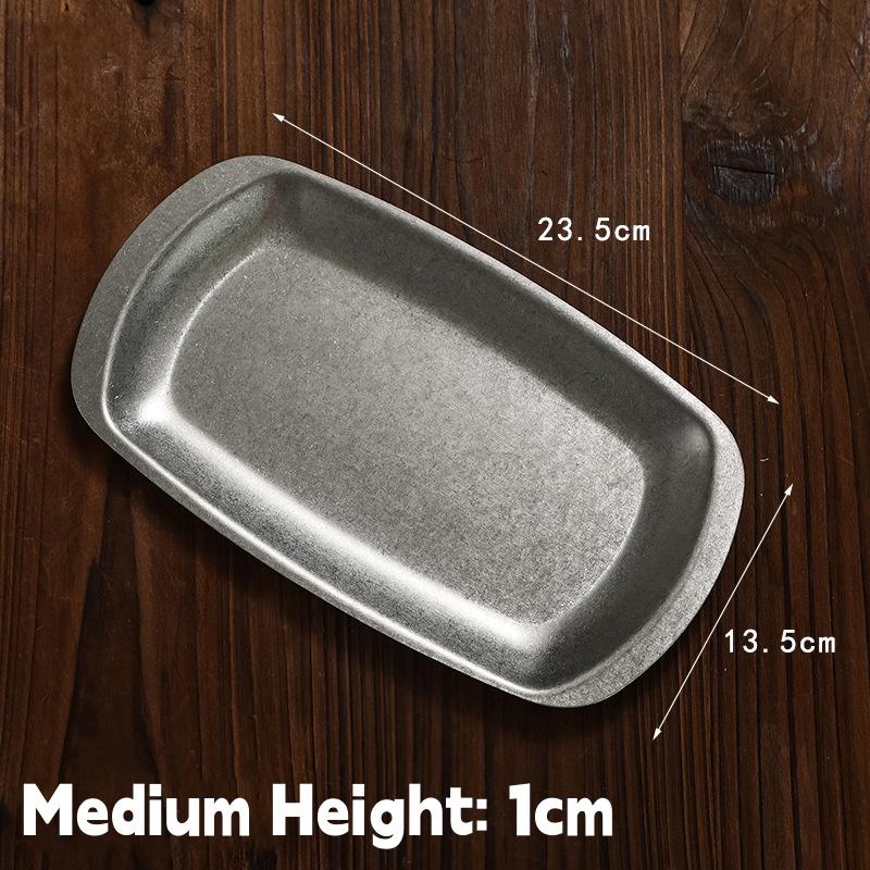 Vintage Stainless Steel Barbecue Plate,Used Snack Plate,Hot Pot Dish, Dessert Plate,Dinner Plate,Fruit Dish Dim Sum Plate