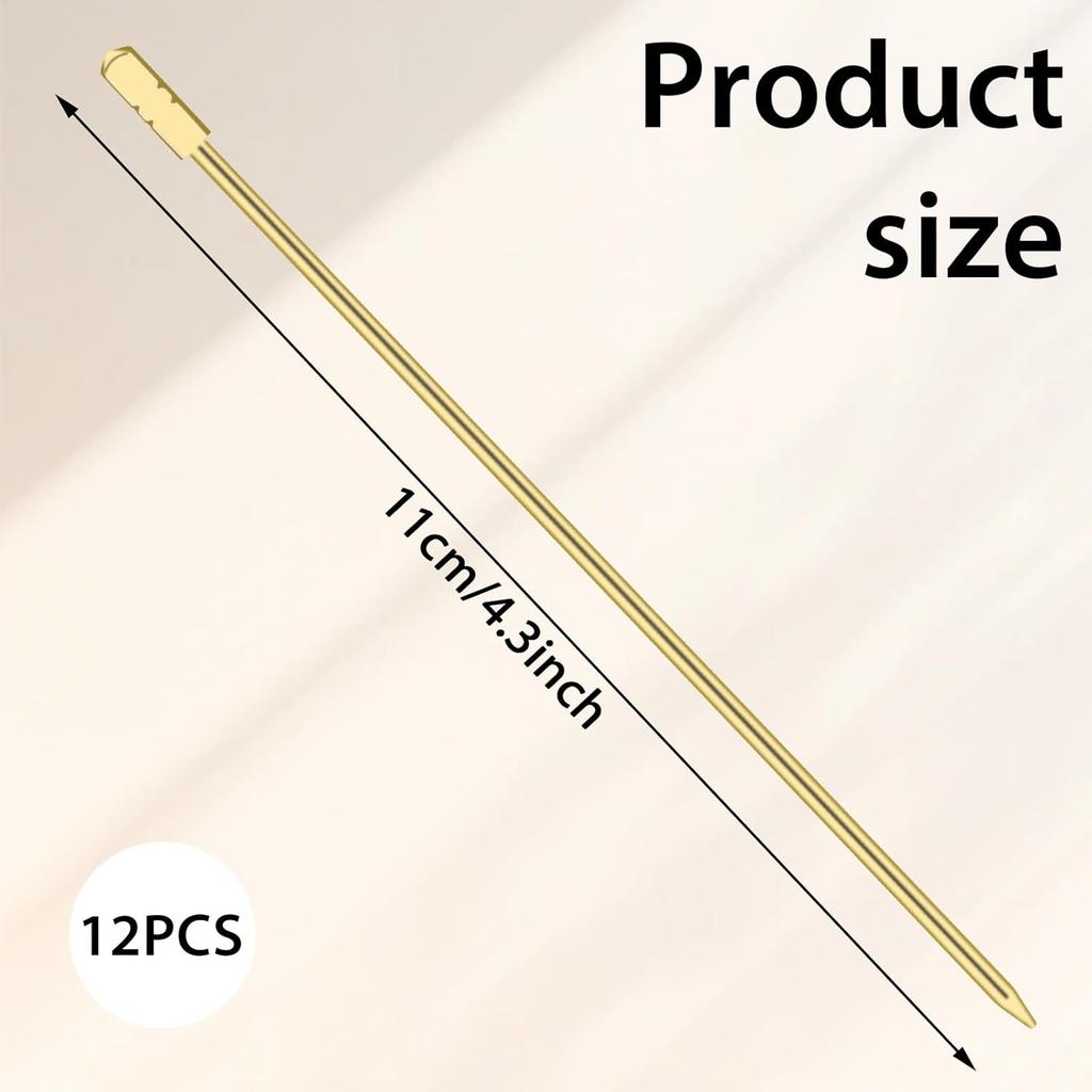 12 PCS Stainless Steel Cocktail Picks, Metal Olive Martini Pick Reble Cocktail Decor Picks for Olives Appetizers Fruits Sandwiches Drink Home Bar