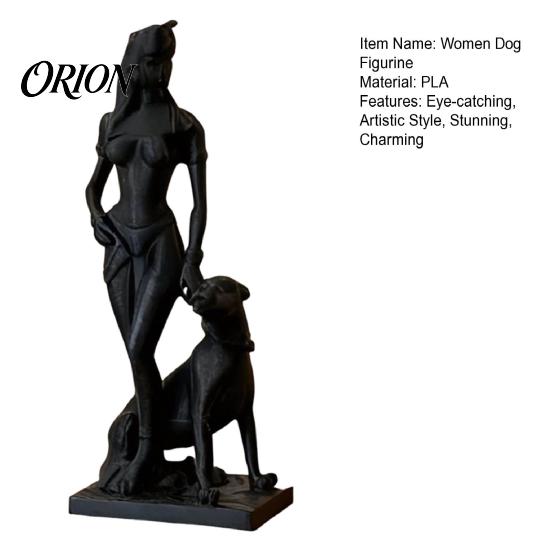 Elegant Woman And Dog Statue 3D Printed Women Figurine, Egyptian Goddess Sculpture, Light Luxury Sculpture Collectible Tabletop for Living Room