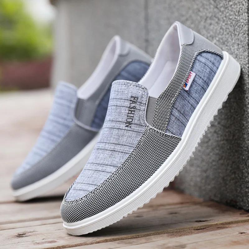 Canvas Shoes Men Breathable Board Shoes for Men One Foot for Work Middle-aged and Elderly Dad Casual Oversized Shoes