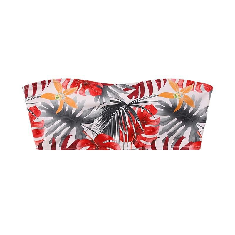 2025 Plus Size Print Bandeau Swimsuit - European & American Style Bikini for Women