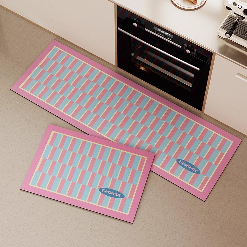 Non-slip Kitchen Mats for Floor Checkerboard Plaid Long Strip Runner Kitchen Rug Oil-proof Waterproof Washable Kitchen Floor Mat