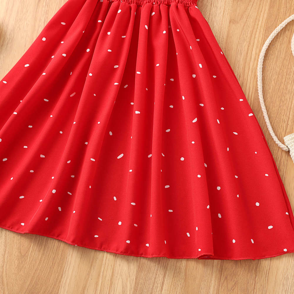 Girls' Fashionable And Caring Printed Dress For Summer, Children's Casual Dress With Bow Ties