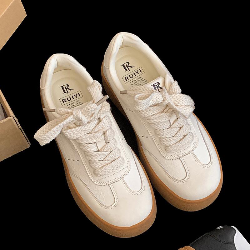 

Fashion and lightweight retro versatile platform white shoes women s 2025 new spring and autumn height-increasing moral training shoes sports board s 40 бежевый
