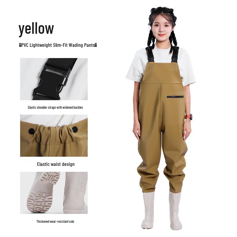 Women's Waterproof Wading Pants and Shoes - One-Piece Gold Suit, Small