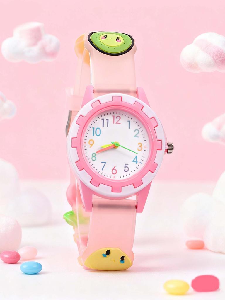 Fashionable and Cute Cartoon Pattern Silicone Strap Colorful Dial Children's Quartz Watch, Suitable for Daily Wear, Christmas Gi