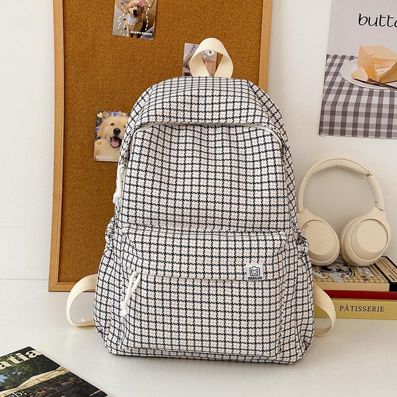 Casual small fresh plaid schoolbag female college student lightweight backpack versatile schoolbag
