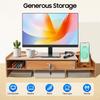 Desk Organizer Monitor Stand Riser Computer Monitor Stand Shelf with Cherry Wood Veneer for Laptop Printer Office Desk Storage
