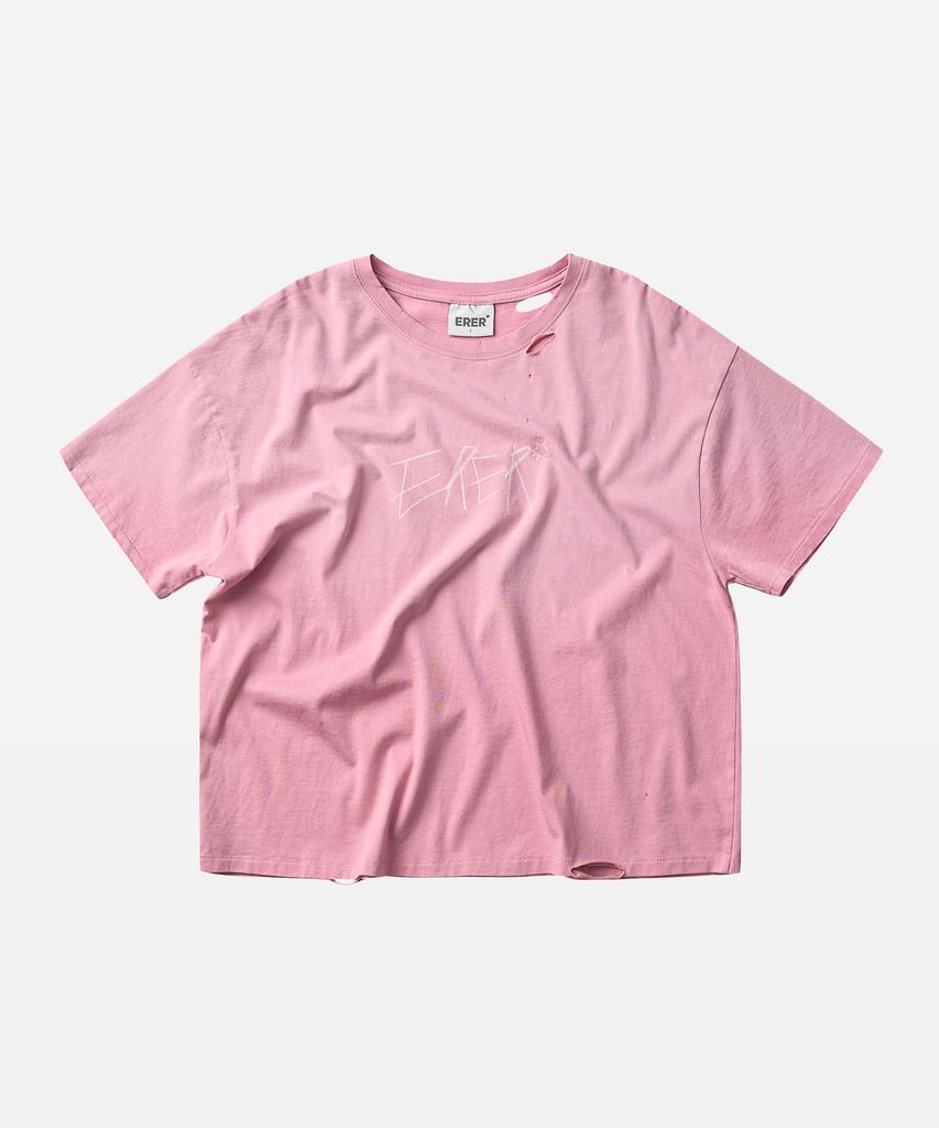 ERER Oversized Scribble Graphic T-Shirt Pink