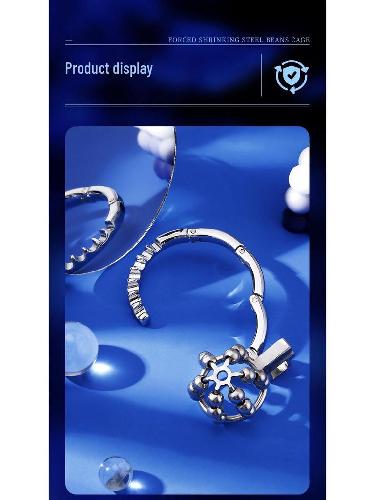 Adjustable Steel Male Chastity Cage with Metal Lock & Bondage Ring