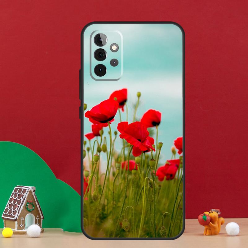 Red Corn Poppy Flower Case For Samsung Galaxy A56 A33 A13 A36 A23 A52 A32 A12 A54 A34 A14 A16 A53 A15 A35 A55 A17