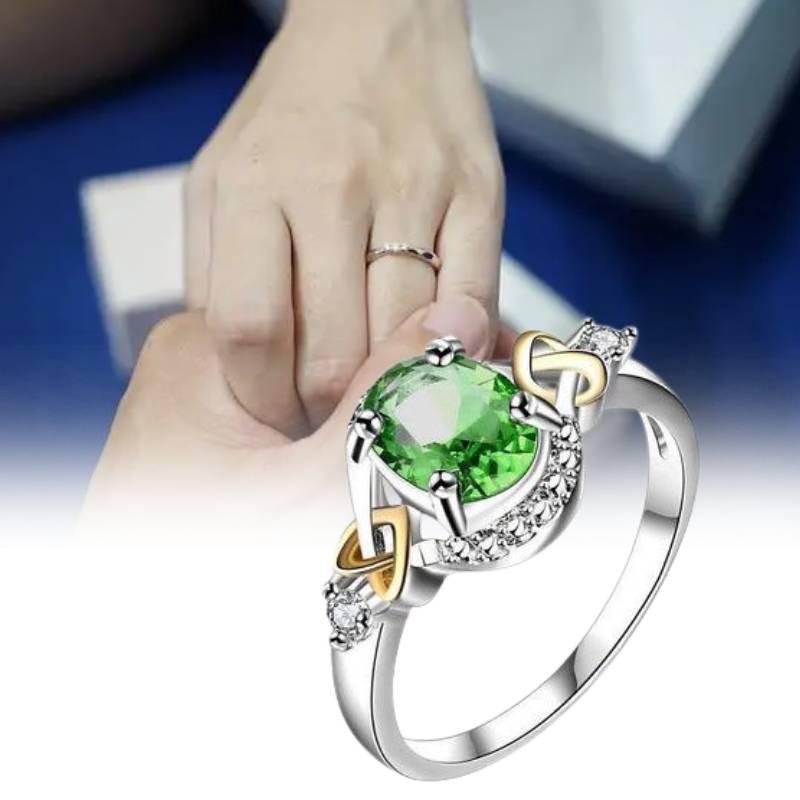 Copper Encrusted Zircon Ellipsoid Ring Hand Jewelry Woman Fashion Simple Gift