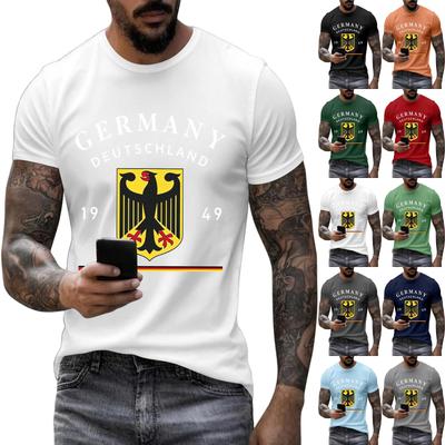 Men's Short Sleeve Crew Neck T-Shirt Germany Deutschland Graphic Print Casual Fit Cotton Blend Soft Fabric