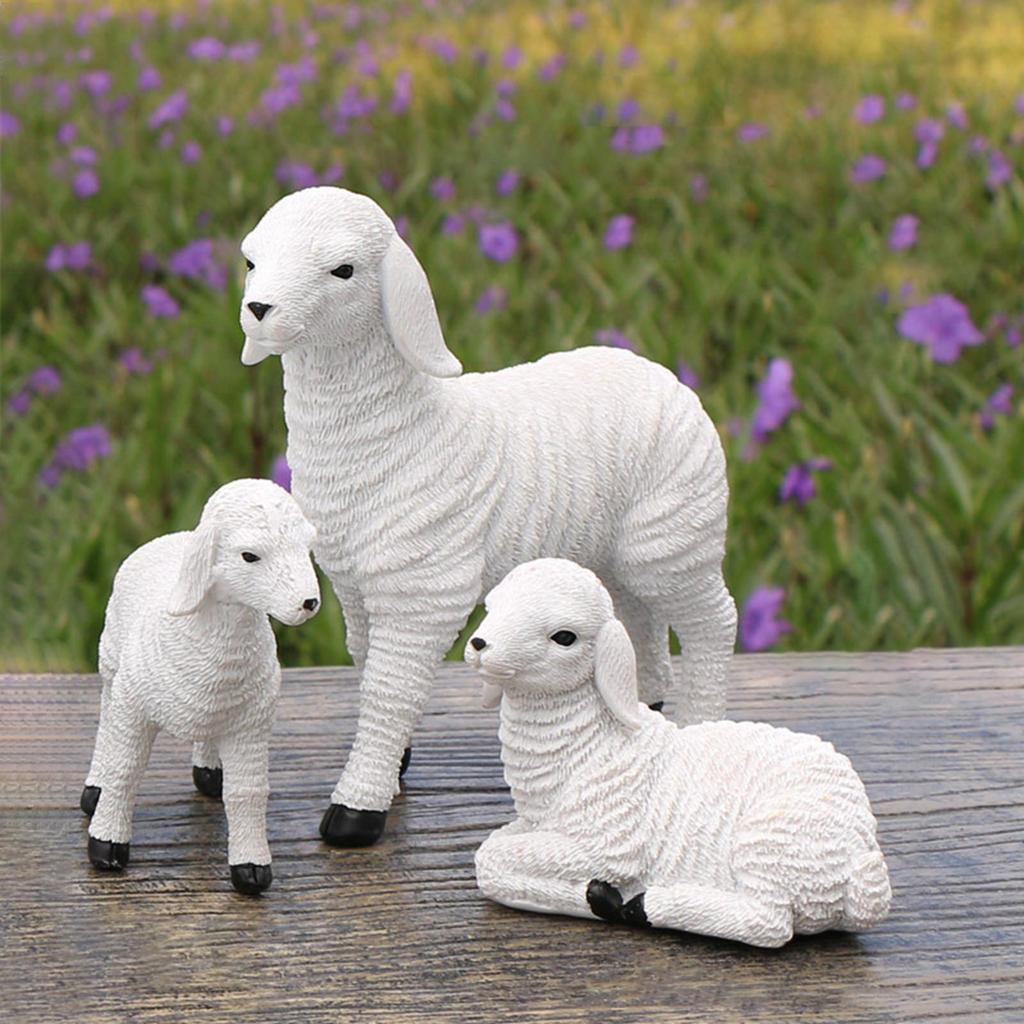 Resin Goat Figurine Lamb Ornament Goat Sculpture Landscape Decor Craft Decor for Home Bedroom Balcony Outdoor Statues Gifts