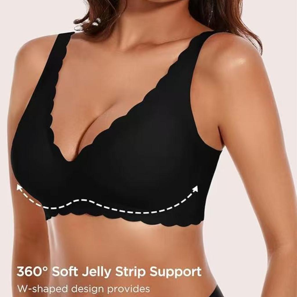 European Seamless Deep V Bra for Women Gathered Side Bust Coverage Anti-Sagging Daily Comfort Intimates