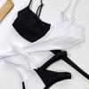 Women Bikini Set Two Piece Triangle Stripe Padded Cut Out Bra Swimsuit for Ladies Swimming Costume