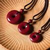 Purple Gold Sand Cinnabar Peace Buckle Pendant Necklace for Men and Women