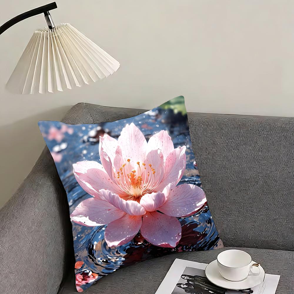 Lotus Fashion Cushion Cover Pillowcase Ultra Soft Skin Friendly Fabric Cloud Like Comfort  Concealed Zipper