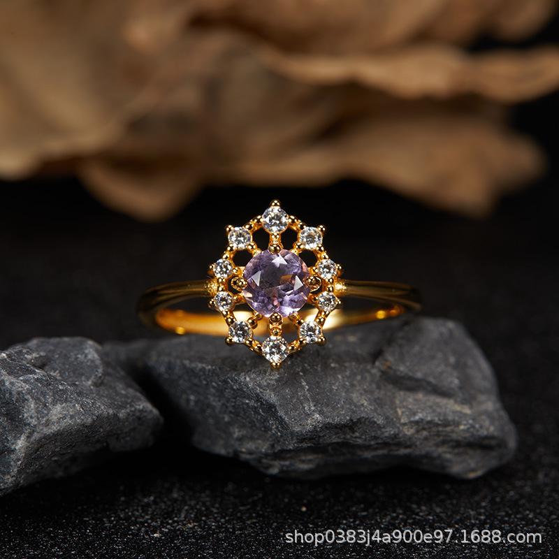 Premium Cooling S925 Sterling Silver Plated 18K Gold Natural Colored Treasure Stud Earrings, Wind Niche Jewelry Does Not Fade