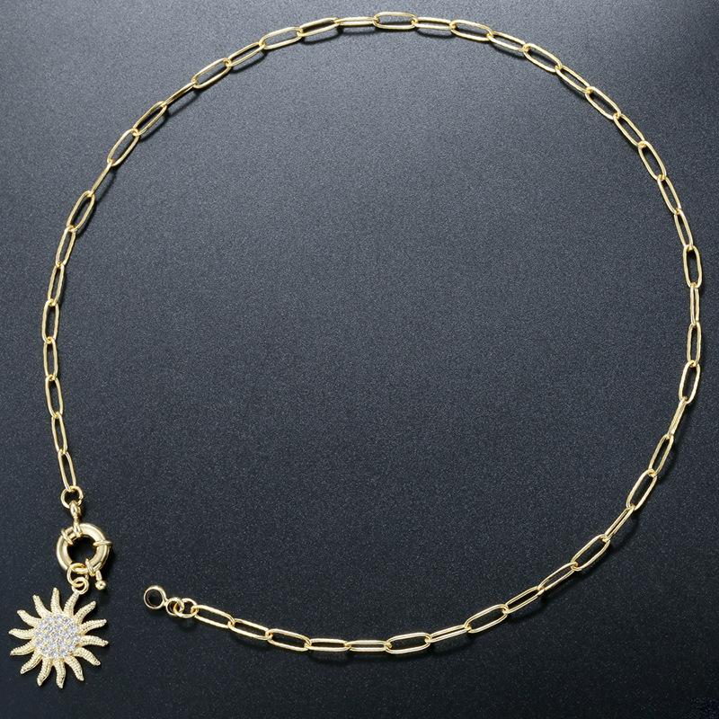 Bohemian Sunflower Necklace Female Personality Hip Hop Sunflower Mangstar Collarbone Chain Necklace Vl697
