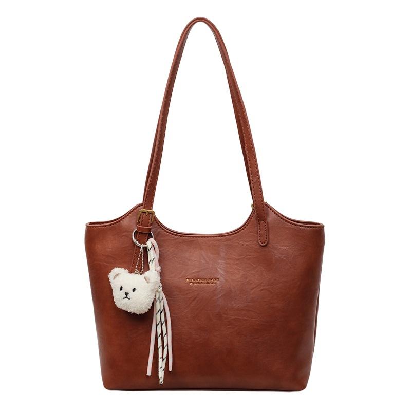 

Женская сумка-тоут из ПУ, большая вместимость, на плечо, подмышку коричневый