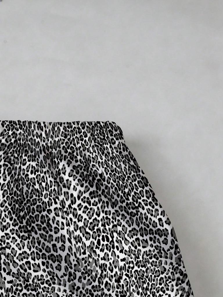 Women's Plus Size High Waist Leopard Print Wide Leg Pants - Summer Casual European American Style