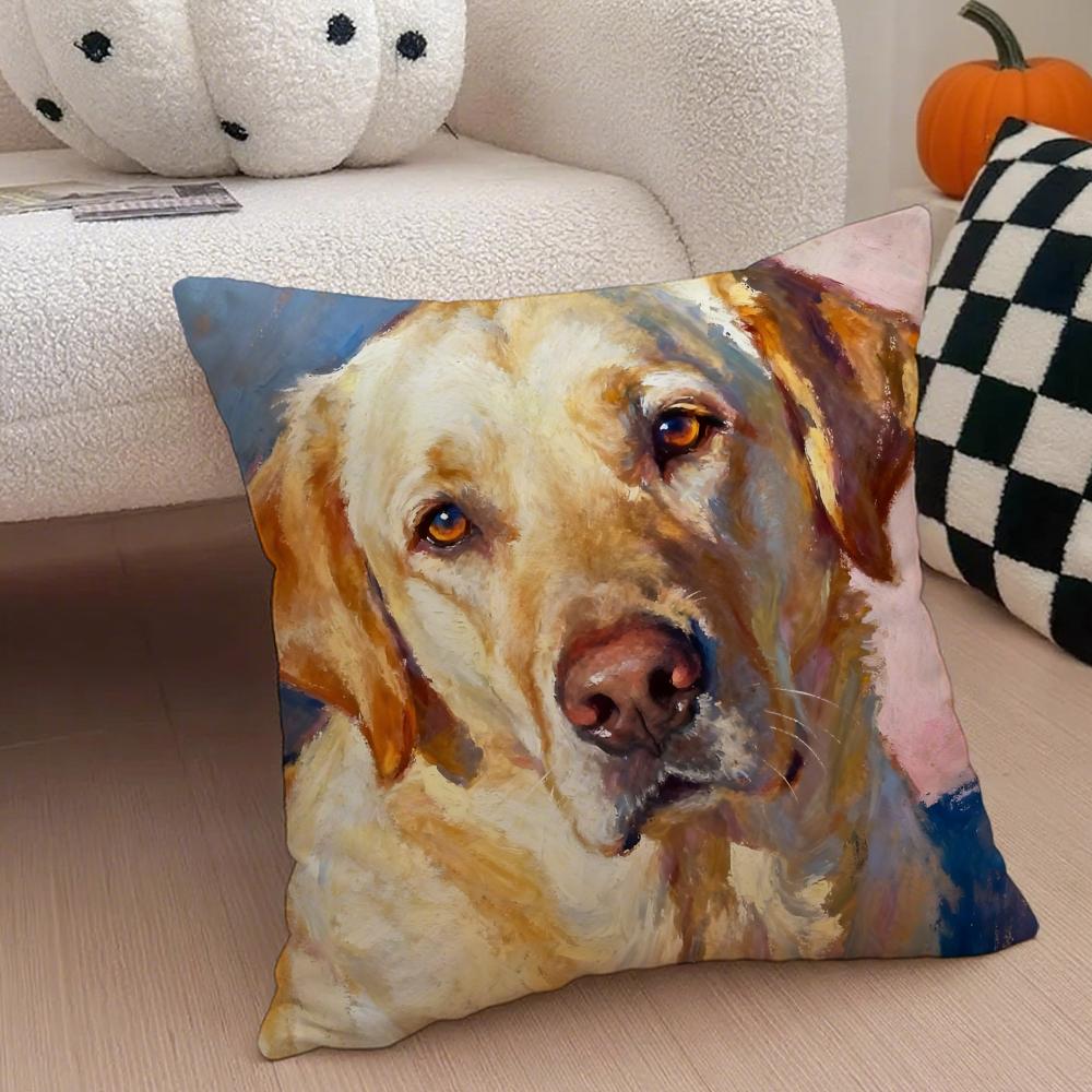 Labrador Retriever Cushion Cover Linen Pillow Case Soft Breathable Protective Couch Room Decoration