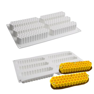 Honeycomb Shape Long Mousse Mould Silicone Cake Mold Baking Tools Plastic Cutting Dies and Pastry Trays Dessert Bakeware