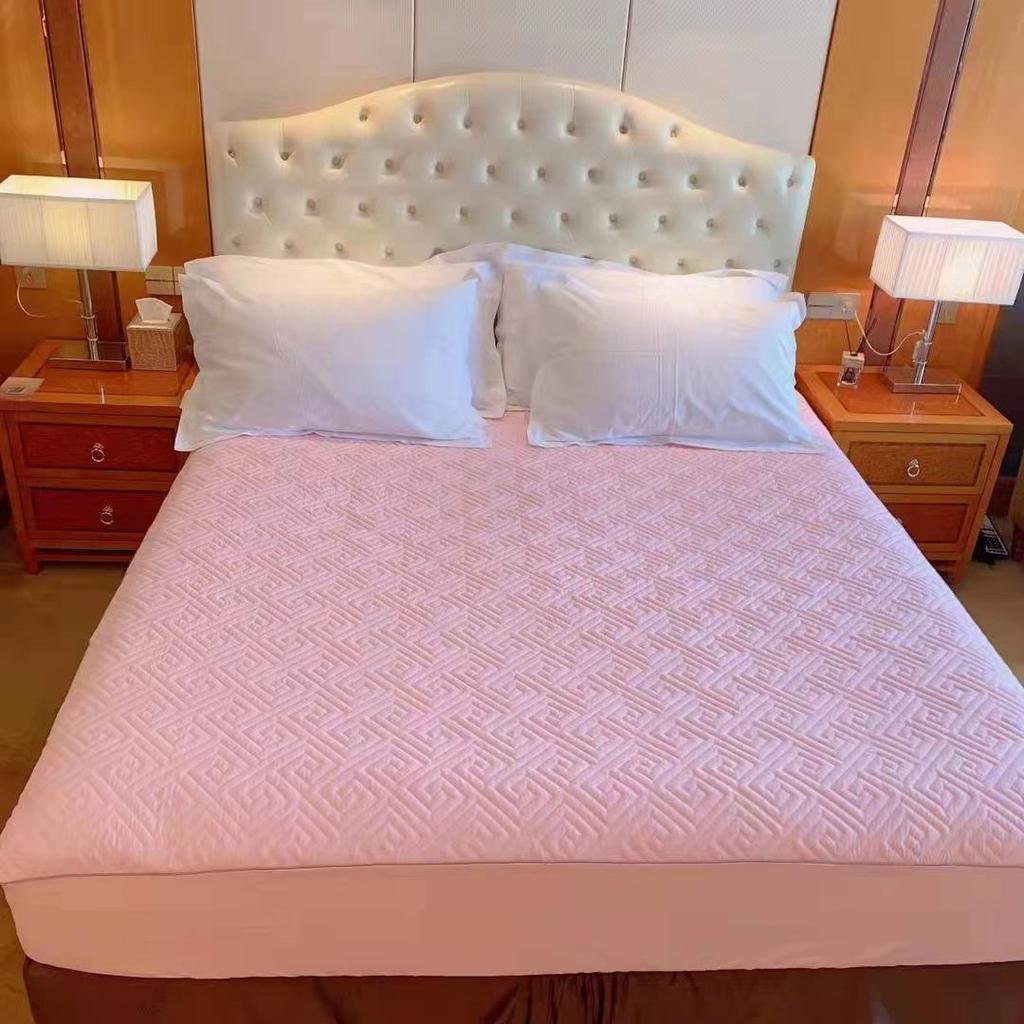 Quilted Mattress Cover Embossed Bed Sheet Mattress Protector Home Textile Solid Color Bed Cover Mattress Cover Thick Soft Cushion Bedding NoPillowcase