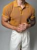 Men's Summer Honeycomb Texture Knitted Polo Shirt with Turn-Down Collar - Breathable Casual Short Sleeve Top