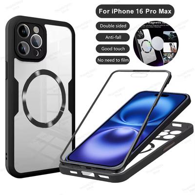 Für Magsafe 360° Vollschutz Handyhülle für iPhone 16 15 13 11 14 12 Pro Max 16 15 Plus Funda Kabelloses Laden Stoßfeste Hülle