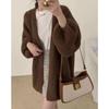 Retro high-end lazy wind knitted cardigan autumn new loose and versatile temperament sweater jacket