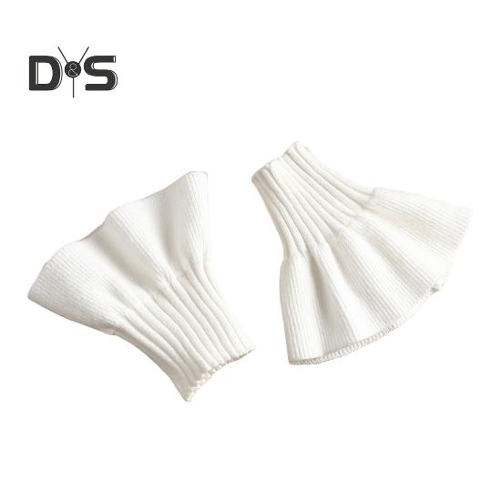 

1 пара жіночих манжет для зап’ястя В’язані еластичні протиковзкі оборки Зберігають тепло Прикраса для зап’ястя Одноколірні штучні манжети принцеси Опора для фотографій білий