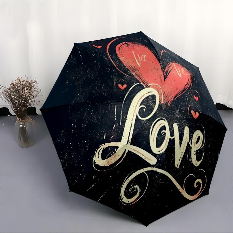 1pc Love Heart Automatic Open/Close Umbrella Compact Folding Umbrella, All-Season Portable Umbrella for Women/Men260