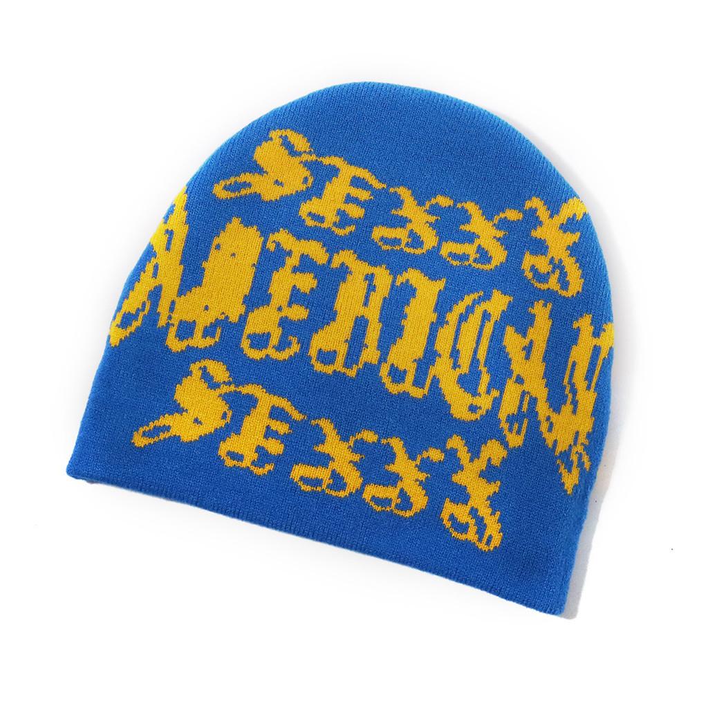 

Акриловая шапка-бини с надписью, теплая, для осенне-зимнего уличного стиля Navy Blue