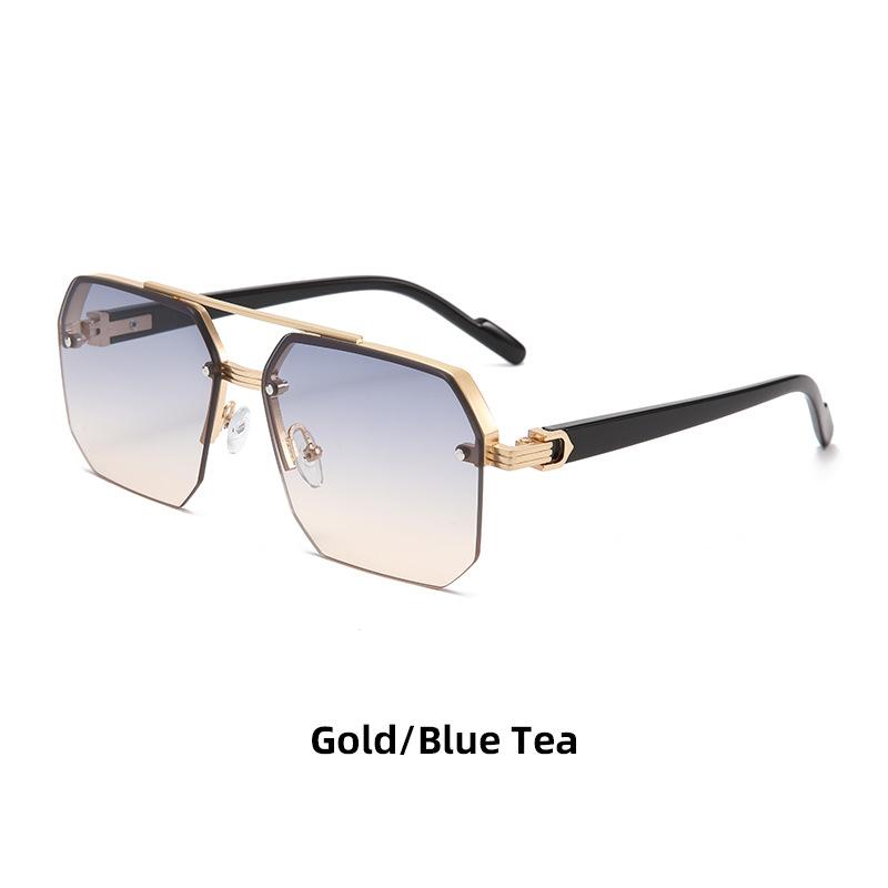 Occhiali da Sole Pilot Uomo Montatura Mezza Lente Piatta UV400 Occhiali da Sole Classici da Viaggio Casual Vintage