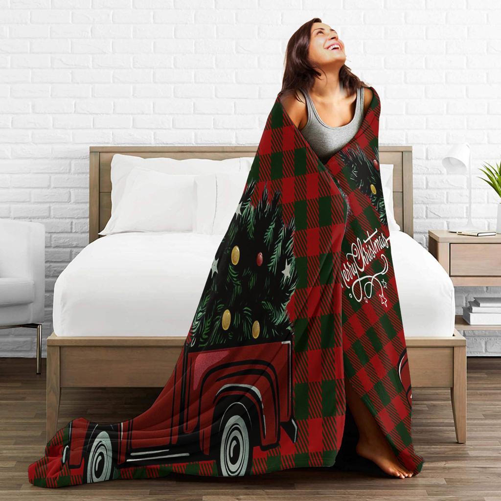 Soft Warm BlanketsStudents Decorative Christmas Santa Throw Blanket Flannel Bedspread Living Room Comfortable Sofa Bed Cover