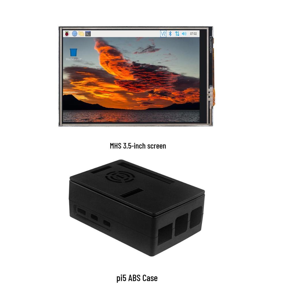 Raspberry Pi 5/4B 3,5" Touchscreen-Display 480x320 Auflösung mit GPIO, Halterung & Lüfter