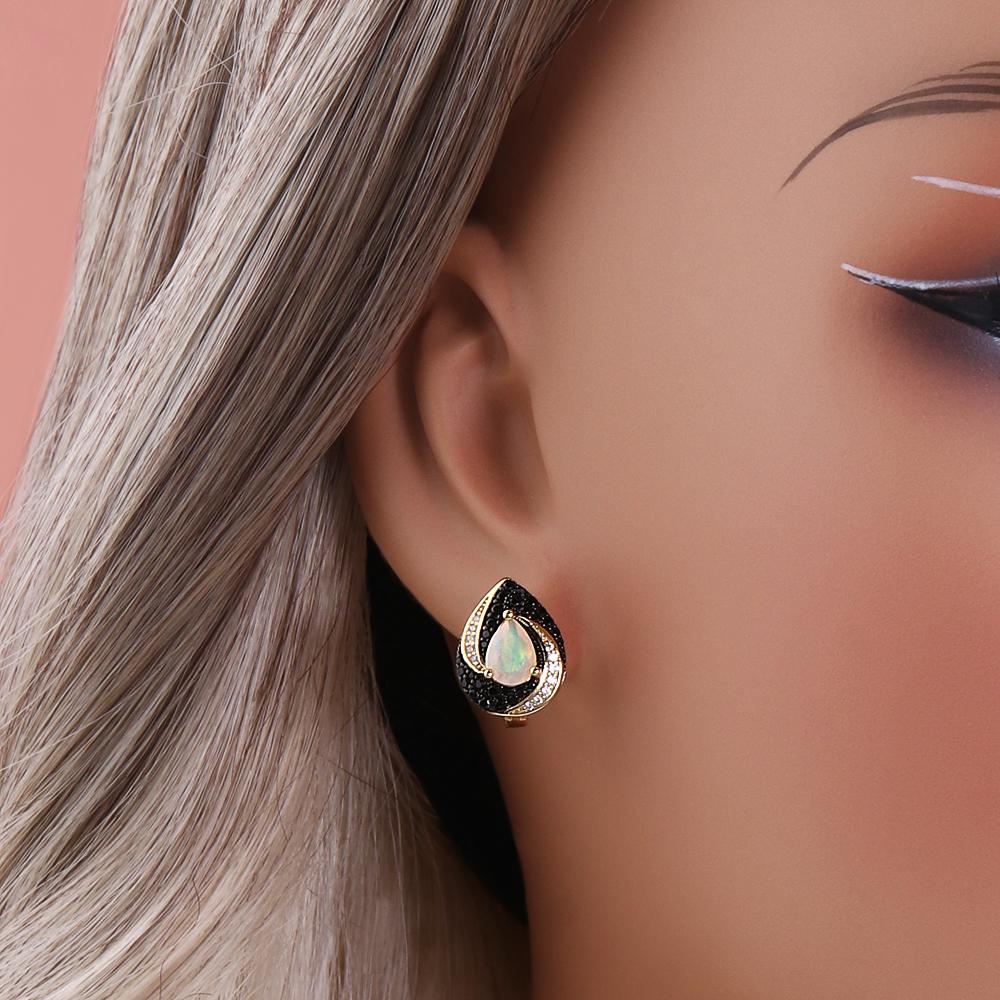 Boucles d'oreilles en argent sterling 925 Opale naturelle colorée poire 5*7mm Pierre de naissance d'octobre Bijoux fins vintage pour cadeaux de banquet pour femmes