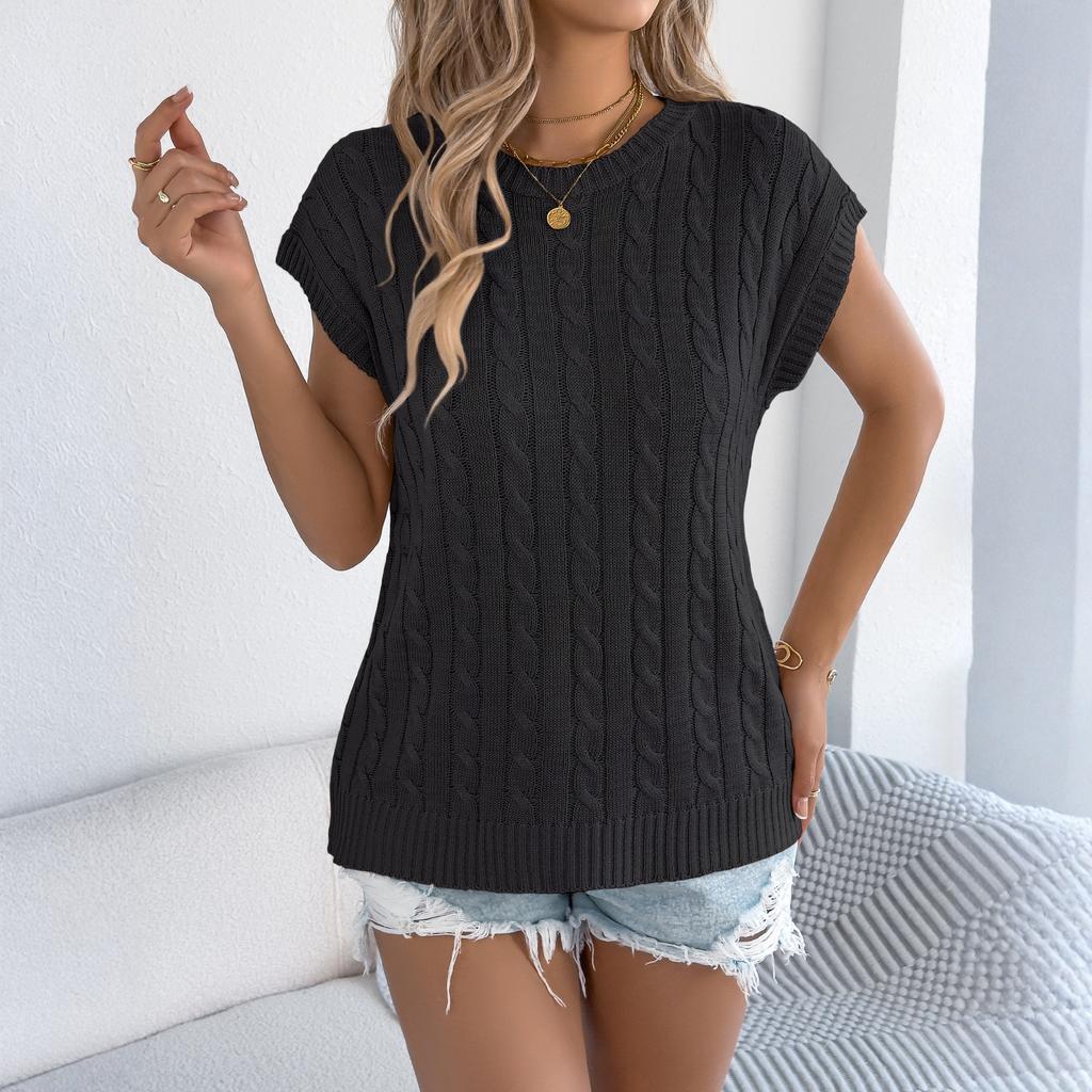 Women's Color Cable Knit Casual Loose Sleeve Sweater Top