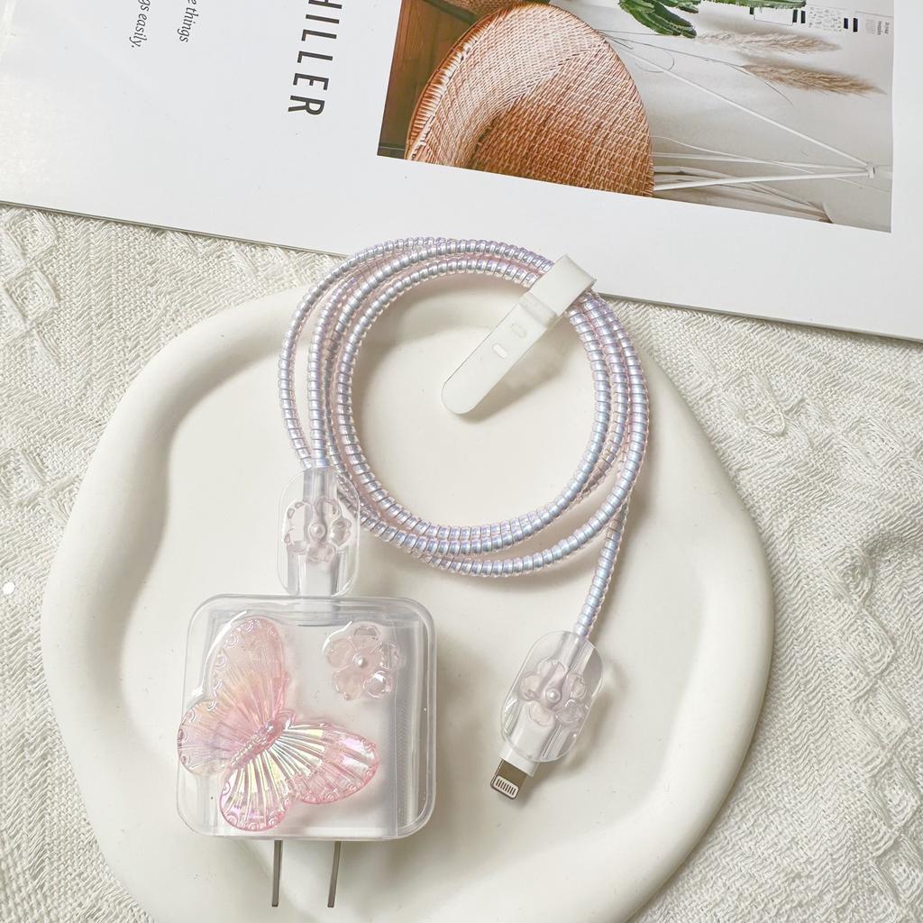 The New Pink Butterfly Flower Is Suitable for Apple 14 Mobile Phone 20W Charging Protective Case, Anti-drop and Breathable.