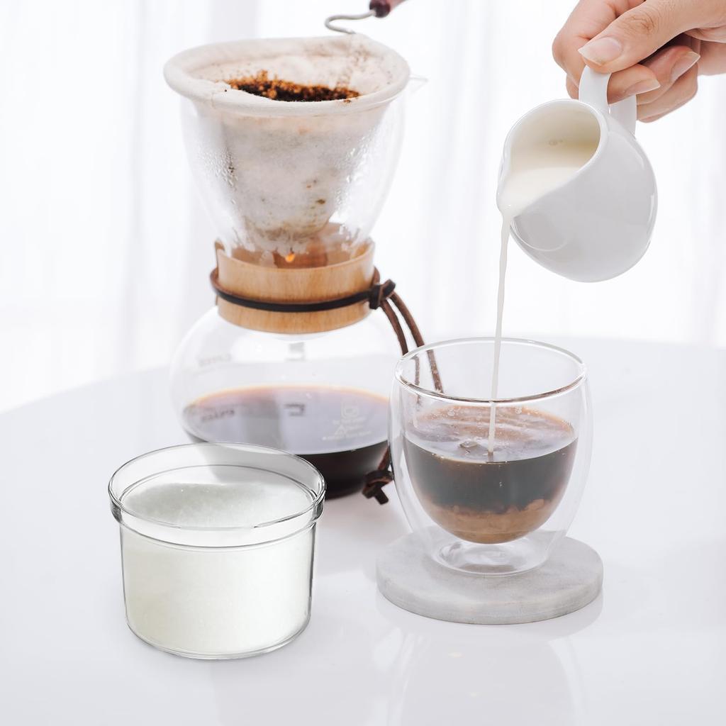 KoMvzyl 4-Piece Countertop Clear Sugar Holder Dispenser with Lid and Spoon, Includes Tags, for Condiments, Candy, Coffee, Tea, Spices, and Herbs