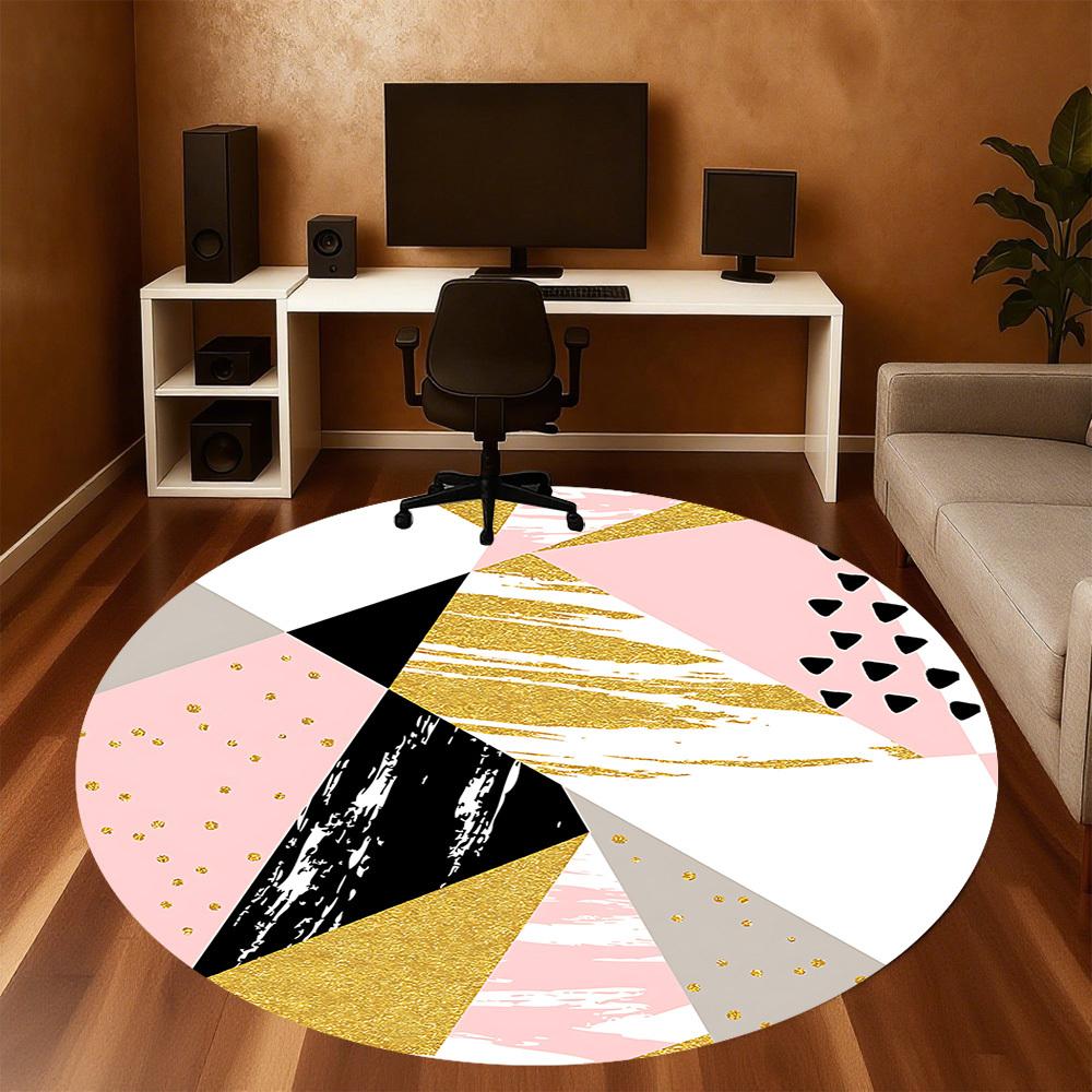 1pc Geometric Circle Round Chair Mat Area Rug - Non-Slip, Floor Mat for Office, Bedroom, and Indoor Decor C1125584