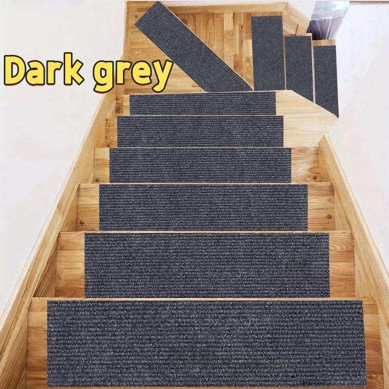 1Pc 80cm/31.49in Stair Tread Carpet Mats Self Adhesive Non-Slip Water Absorption Stair Mat Step Rugs Safety Mute Floor Mats Pad