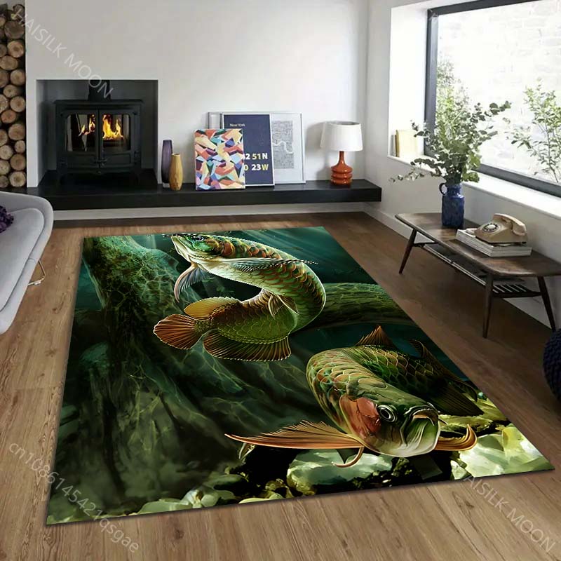 Tappeto con Disegno di Pesci e Arte per Tappeti, Tappeto per Soggiorno, Camera da Letto, Divano, Decorazione per la Casa, Tappetino Antiscivolo, Regalo di Lusso