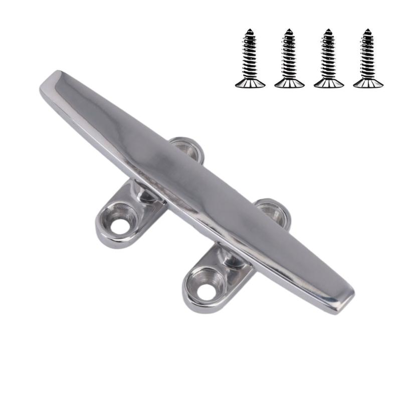 Boat Dock Cleat Hardware In Stainless Steel with Countersunk Bolt-Down Base for Rope Tie-Off & Mooring Lines