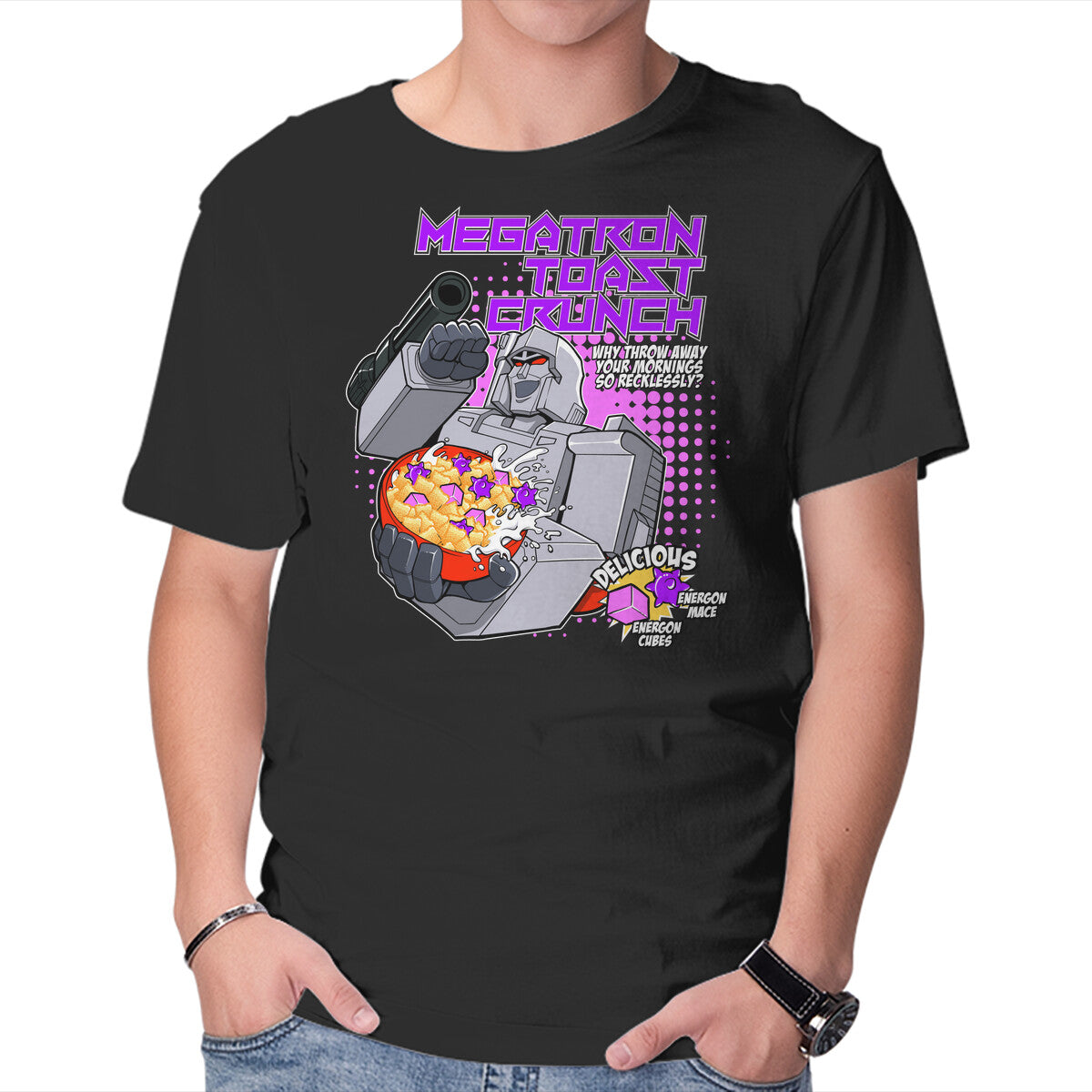 Unisex Crew Neck T-Shirt Megatron Toast Crunch Graphic Short Sleeve Casual Tee XS
